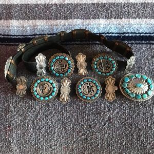 Sterling silver Kingman turquoise storyteller belt